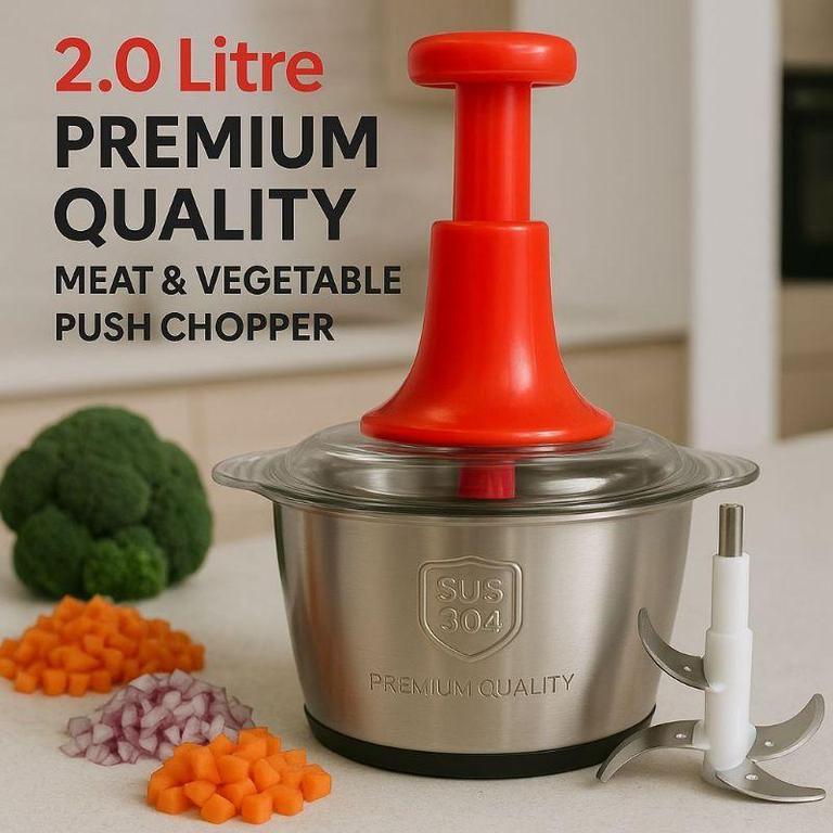 Stainless Steel Push Chopper 2L Manual Food Chopper