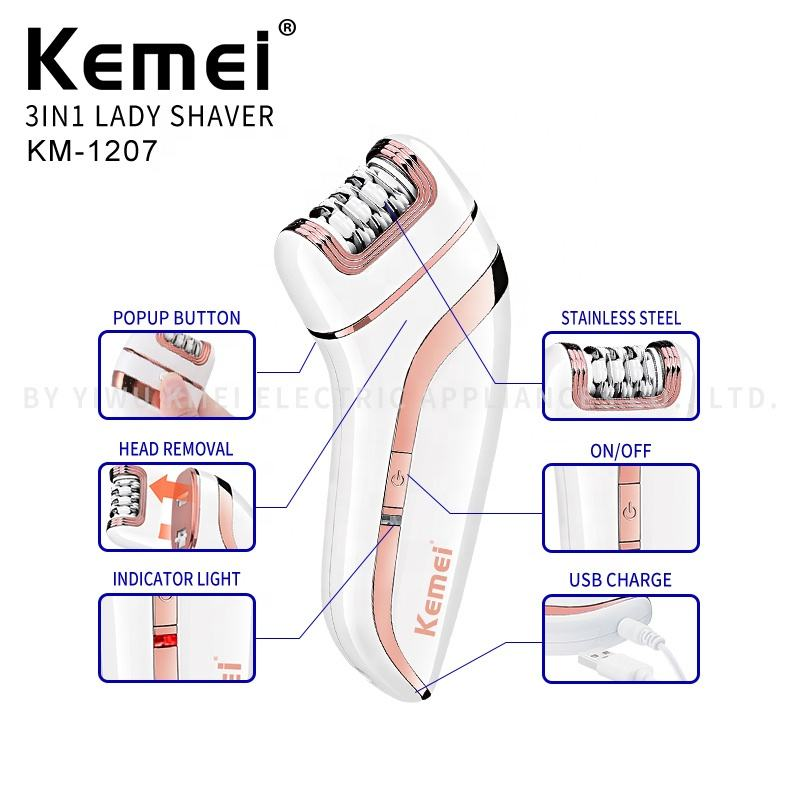 Kemei Lady's Grooming Kit KM-519A | USB Rechargeable Epilator & Lady Shaver