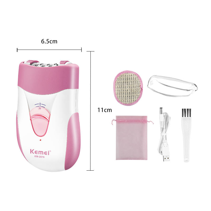 Kemei KM-519A USB Rechargeable Lady Epilator & Shaver | 2 Speed Hair Removal Machine
