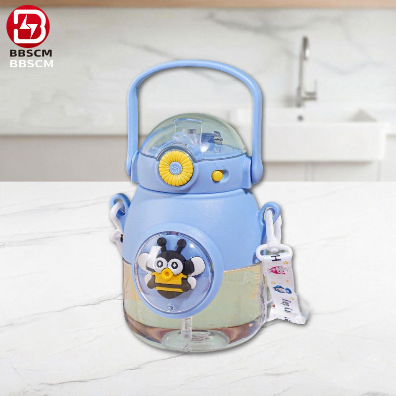 🎀 Cute Kids Sipper Water Bottle with Straw & Carry Strap | Leak-Proof Desig