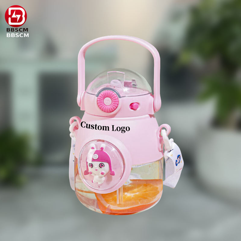 🎀 Cute Kids Sipper Water Bottle with Straw & Carry Strap | Leak-Proof Desig