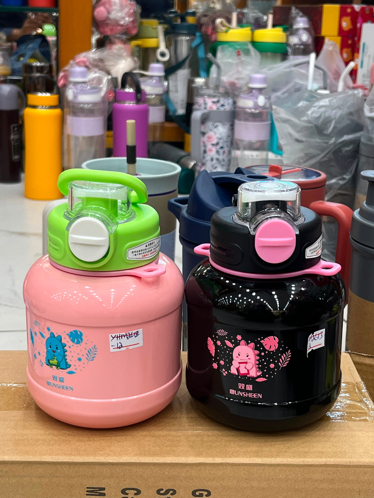 Kids Cartoon Water Bottle with Straw & Handle – Leakproof Large Capacity Water Jug for School & Travel