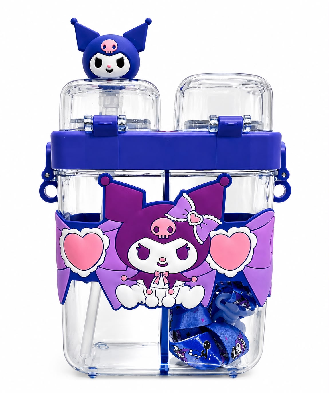 💙 Cute Kuromi Kids Water Bottle with Dual Drinking Modes & Carry Strap | Leak-Proof