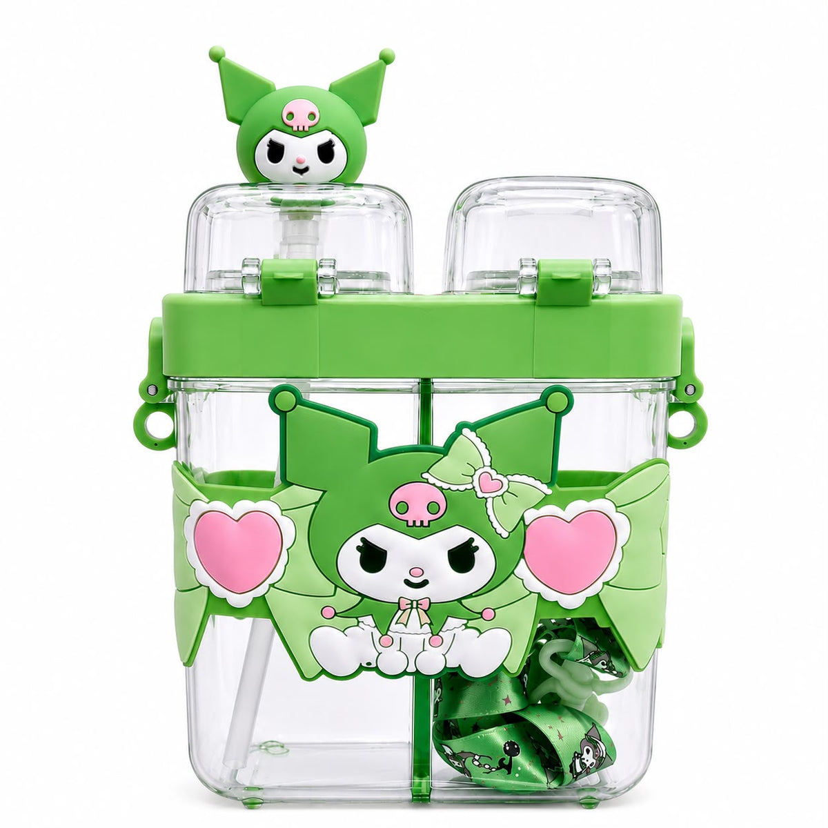 💙 Cute Kuromi Kids Water Bottle with Dual Drinking Modes & Carry Strap | Leak-Proof